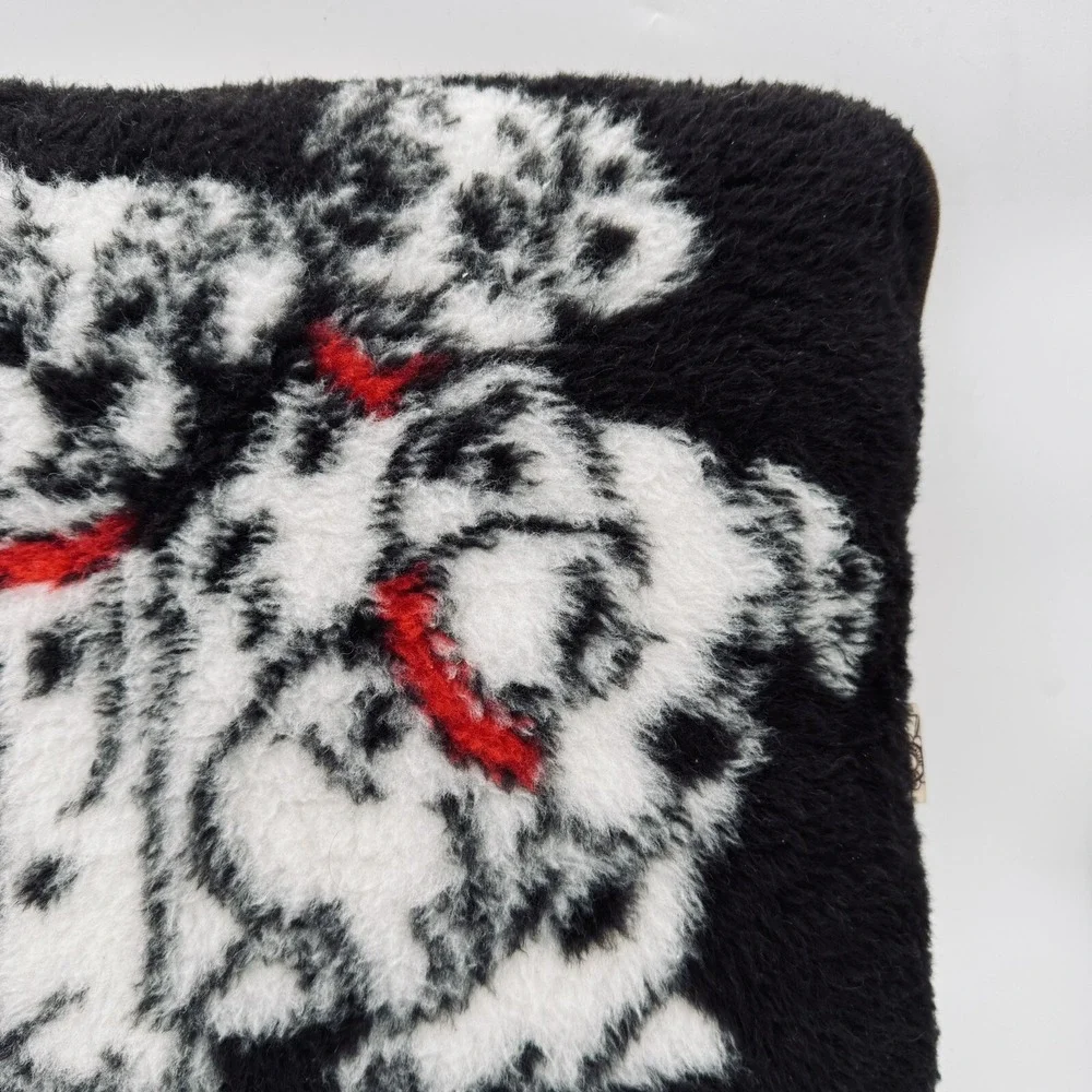 VTG New Wool Throw Pillow Sherpa‎ Schurwolle Laine Vierge Dalmatians Dogs Brown